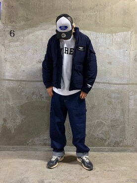 「ネイビーコーデ」｜「アイテム（ブルゾン）」を使った、KENさん（メンズ・183cm）の秋コーディネート