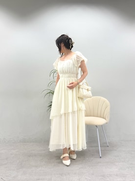 「one after another NICE CLAUP(ワンアフターアナザーナイスクラップ)のバックレースアップワンピース(ワンピース、ホワイト系)」を使った、marikoさん(レディース・162cm)の夏コーディネート