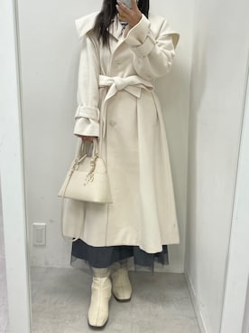 「one after another NICE CLAUP（ワンアフターアナザーナイスクラップ）のアイテム（チェスターコート）」を使った、marikoさん（レディース・162cm）の秋コーディネート