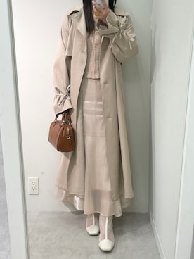 「one after another NICE CLAUP（ワンアフターアナザーナイスクラップ）のアイテム（トレンチコート）」を使った、marikoさん（レディース・162cm）の春コーディネート