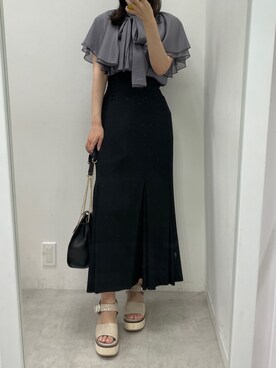 「one after another NICE CLAUP（ワンアフターアナザーナイスクラップ）の2way/ボウタイフレアスリーブブラウス（シャツ/ブラウス）」を使った、marikoさん（レディース・162cm）の春コーディネート