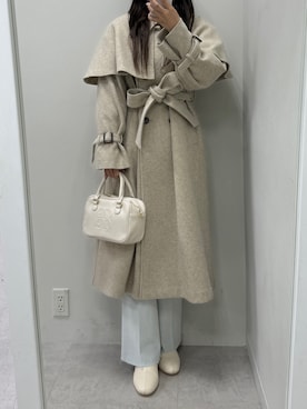 「one after another NICE CLAUP（ワンアフターアナザーナイスクラップ）のアイテム（ステンカラーコート）」を使った、marikoさん（レディース・162cm）の秋コーディネート
