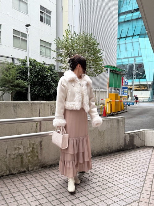 フェイクムートンリボンアウター/セットアップボトムあり（ムートン