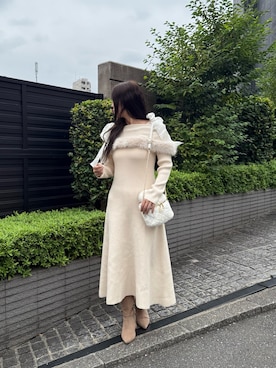 「one after another NICE CLAUP（ワンアフターアナザーナイスクラップ）のアイテム（ワンピース）」を使った、marikoさん（レディース・162cm）の秋コーディネート