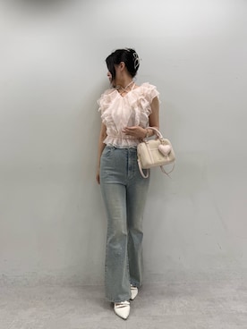 「アイテム（ショルダーバッグ、ピンク系）」を使った、marikoさん（レディース・162cm）の夏コーディネート