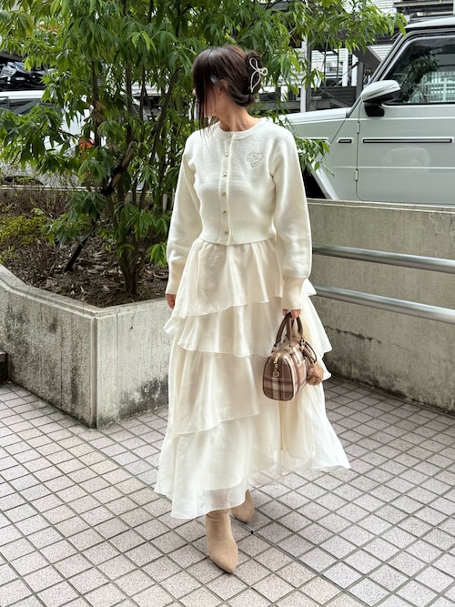 セール】刺しゅう入り袖配色カーディガン（カーディガン/ボレロ）｜one