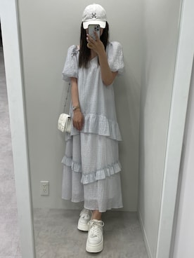 「one after another NICE CLAUP（ワンアフターアナザーナイスクラップ）のアイテム（キャップ）」を使った、marikoさん（レディース・162cm）の春コーディネート