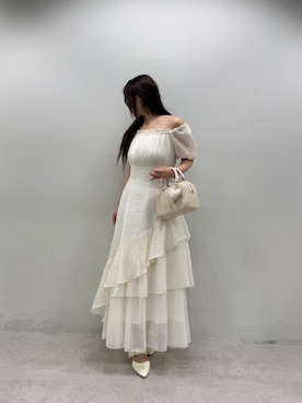 「one after another NICE CLAUP(ワンアフターアナザーナイスクラップ)のイレヘムティアードロングワンピース(ワンピース、その他)」を使った、marikoさん(レディース・162cm)の春コーディネート