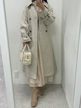 「one after another NICE CLAUP（ワンアフターアナザーナイスクラップ）のアイテム（ステンカラーコート）」を使った、marikoさん（レディース・162cm）の冬コーディネート