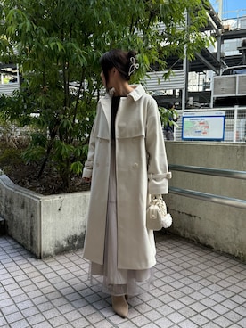 「アイテム（ステンカラーコート）」を使った、marikoさん（レディース・162cm）の秋コーディネート