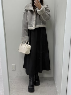 「one after another NICE CLAUP（ワンアフターアナザーナイスクラップ）のアイテム（ムートンコート）」を使った、marikoさん（レディース・162cm）の秋コーディネート
