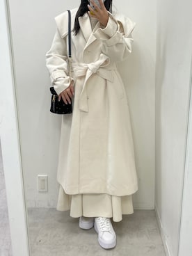 「one after another NICE CLAUP（ワンアフターアナザーナイスクラップ）のアイテム（チェスターコート）」を使った、marikoさん（レディース・162cm）の冬コーディネート