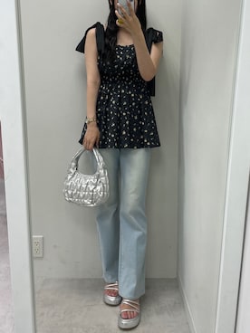 「one after another NICE CLAUP（ワンアフターアナザーナイスクラップ）のアイテム（チュニック）」を使った、marikoさん（レディース・162cm）の夏コーディネート