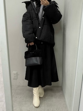「one after another NICE CLAUP（ワンアフターアナザーナイスクラップ）のアイテム（ダウンジャケット/コート）」を使った、marikoさん（レディース・162cm）の冬コーディネート
