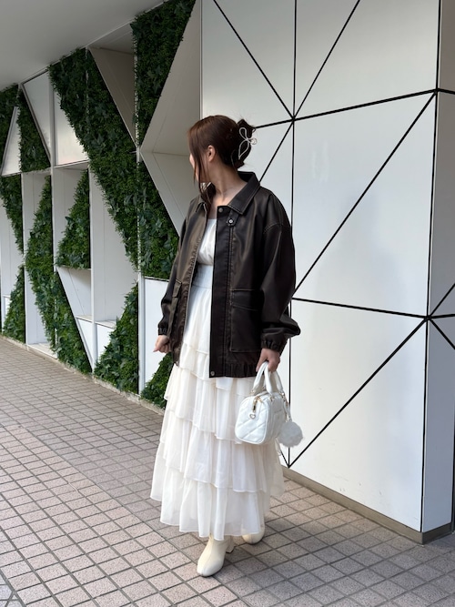 セール】ミドルレザージャケット（ミリタリージャケット）｜one after