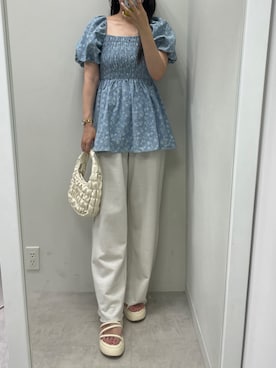 「one after another NICE CLAUP（ワンアフターアナザーナイスクラップ）のアイテム（スウェットパンツ）」を使った、marikoさん（レディース・162cm）の夏コーディネート