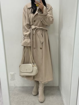 「one after another NICE CLAUP（ワンアフターアナザーナイスクラップ）のアイテム（トレンチコート）」を使った、marikoさん（レディース・162cm）の冬コーディネート