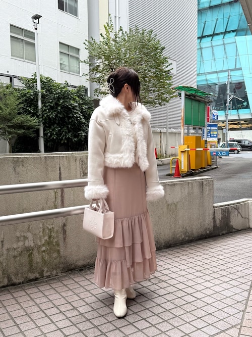 フェイクムートンリボンアウター/セットアップボトムあり（ムートン