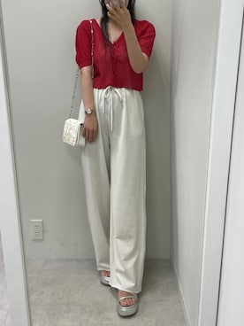 「one after another NICE CLAUP（ワンアフターアナザーナイスクラップ）のアイテム（スウェットパンツ）」を使った、marikoさん（レディース・162cm）の夏コーディネート
