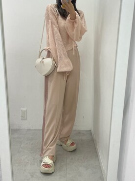 「one after another NICE CLAUP（ワンアフターアナザーナイスクラップ）のアイテム（スウェットパンツ）」を使った、marikoさん（レディース・162cm）の夏コーディネート