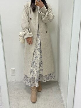 「one after another NICE CLAUP（ワンアフターアナザーナイスクラップ）のアイテム（ステンカラーコート）」を使った、marikoさん（レディース・162cm）の冬コーディネート