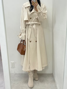 「one after another NICE CLAUP（ワンアフターアナザーナイスクラップ）のアイテム（トレンチコート）」を使った、marikoさん（レディース・162cm）の冬コーディネート