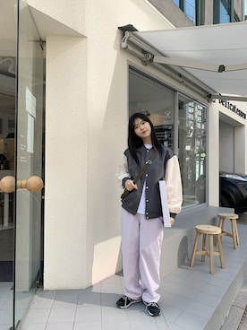 「韓国好きな人と繋がりたい」｜「アイテム（ブルゾン）」を使った、baonjpさん（レディース・165cm）の春コーディネート