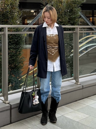「AZUL by moussy(アズールバイマウジー)のAZUL DENIM ストレートデニム(デニムパンツ)」を使った、☆miyu さん(レディース・160cm)の秋コーディネート
