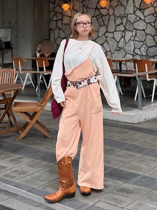 「SLY(スライ)のWIDE LEATEHR BELT ワイドレザーベルト(ベルト)」を使った、☆miyu さん(レディース・160cm)の秋コーディネート