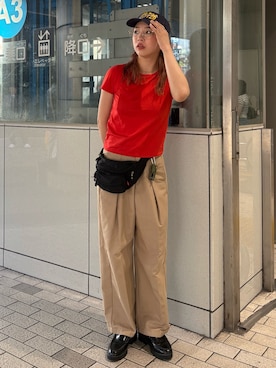 「アイテム（スラックス）」を使った、miyu kaneko さん（レディース・160cm・20代）の夏コーディネート