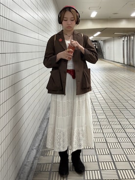 「アイテム（タンクトップ）」を使った、miyu kaneko さん（レディース・160cm）の秋コーディネート