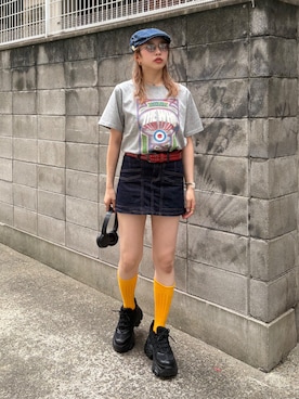 「Tシャツ」｜miyu kaneko さん（レディース・160cm）の夏コーディネート