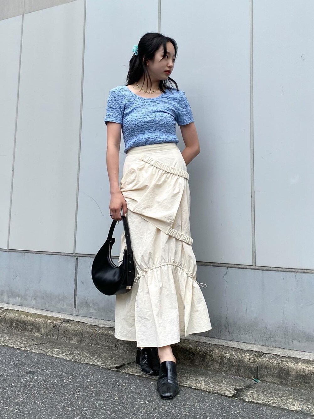 HW NYLON GATHER SK ハイウエスト ナイロン ギャザー スカート