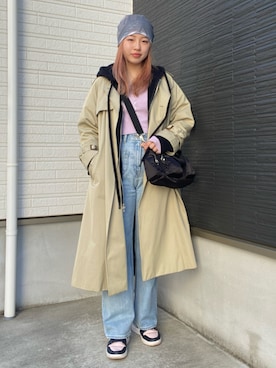 「春カラー」｜「アイテム（ニットキャップ/ビーニー）」を使った、miyu kaneko さん（レディース・160cm）の春コーディネート