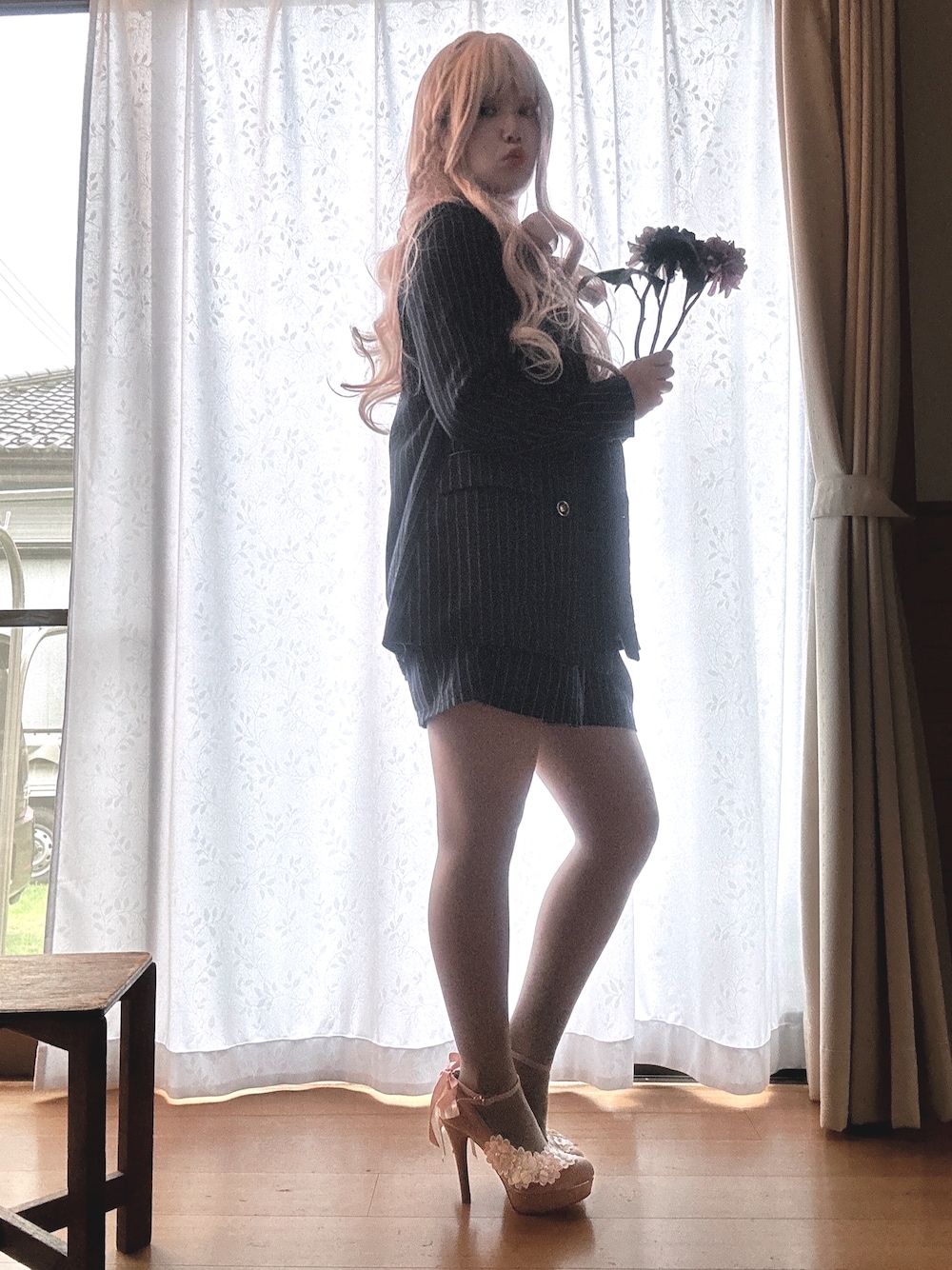 「パーティーコーデ、オトナガーリー、セクシーコーデ、かわいい」｜「dazzlinのアイテム（セットアップ、ブルー系）」を使った、すずらんさん（骨格ウェーブ・レディース・162cm）の秋コーディネートの1枚目の写真