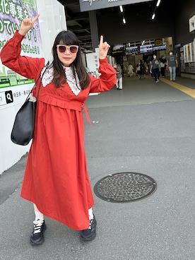 「AZUL by moussy（アズールバイマウジー）のアイテム（ショルダーバッグ）」を使った、夏目青葉さん（レディース・157cm）の夏コーディネート