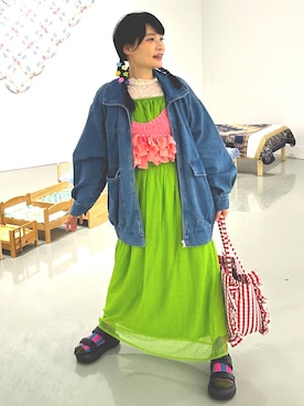 「アイテム（バレッタ/ヘアクリップ、その他）」を使った、夏目青葉さん（レディース・157cm）の秋コーディネート