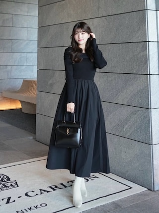 「NATURAL BEAUTY BASIC(ナチュラルビューティーベーシック)の◇【美人百花掲載】オフショルドッキングニットワンピース(ワンピース)」を使った、きらりさん(レディース・164cm)の春コーディネート