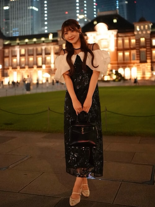 Leja ドレス 「LEJA」ジャガードボリュームスリーブスパンコールI