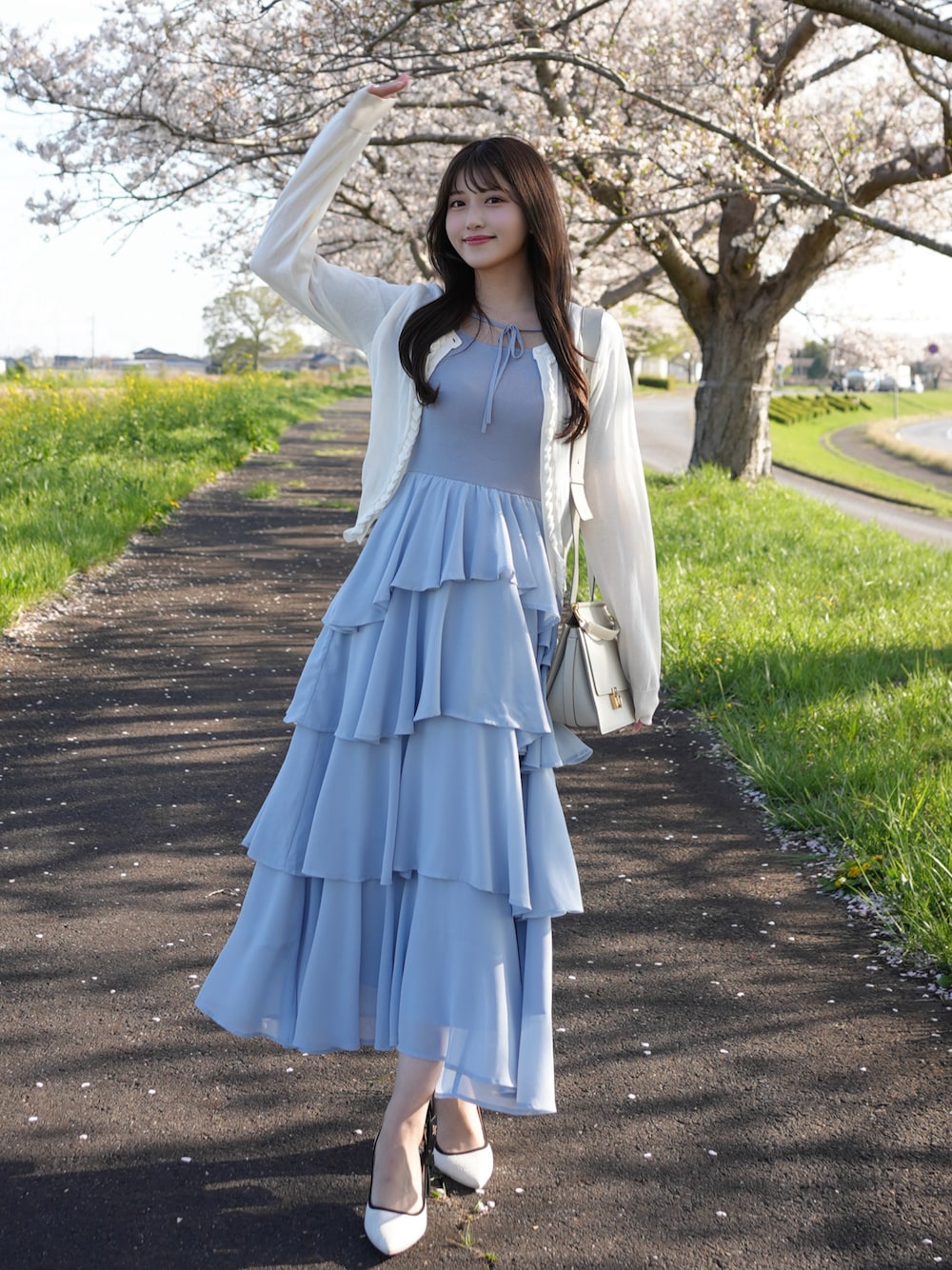 2026春夏新作 ZOZO限定アイテム フロントリボンティアードフリルロング