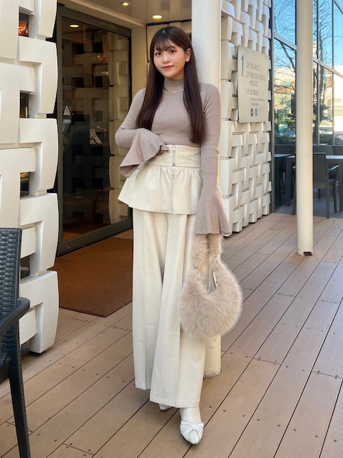 セール】フレアスリットスリーブハイネックリブニット（ニット