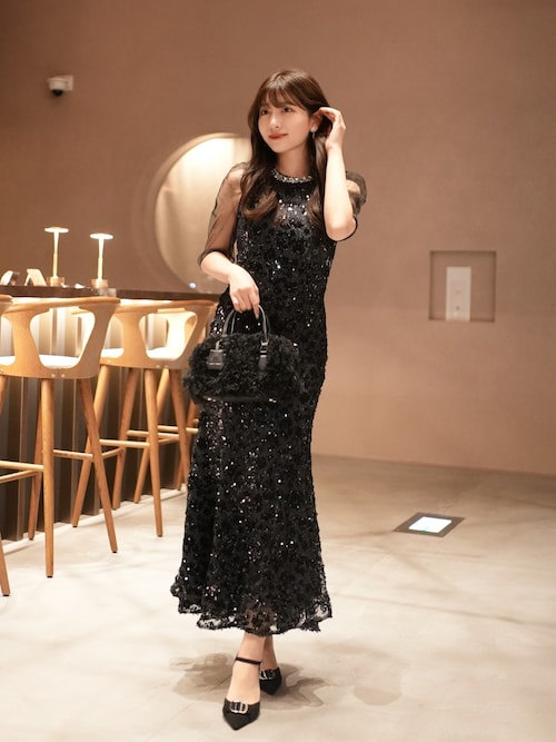 Leja（レジャ） ドレス 「LEJA」ビジューネックスパンコールシアー