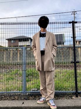 「NOのアイテム（パンツ）」を使った、KIMさん（メンズ・176cm）の春コーディネート