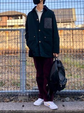 「Re（アールイー）のアイテム」を使った、KIMさん（メンズ・176cm）の秋コーディネート