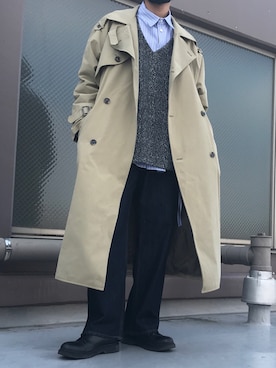 「soerte（ソエルテ）のアイテム（トレンチコート）」を使った、TATSUYAさん（メンズ・177cm）の春コーディネート