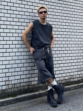 「SBG（エスビー）のSBG 喜平チェーンネックレス（ネックレス）」を使った、TATSUYAさん（メンズ・177cm）の夏コーディネート