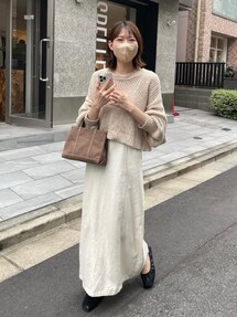 motti様 C5290 コットンニット×カットスカートコーデ chi(russet)｜tiptopのニット/セーターを使ったコーディネート