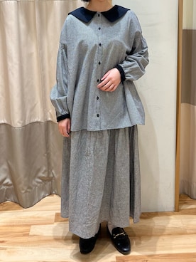 「Samansa Mos2（サマンサ モスモス）の配色前後2WAYブラウス（シャツ/ブラウス）」を使った、砂糖さん（レディース・155cm）の冬コーディネート