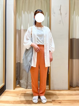「Samansa Mos2 blue（サマンサモスモスブルー）のアイテム（パンツ、オレンジ系）」を使った、砂糖さん（レディース・155cm）の春コーディネート