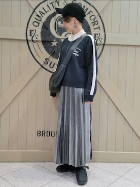 「ラインニット」｜しぃさん（レディース・164cm）の冬コーディネート